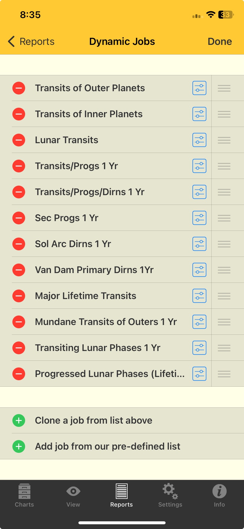 Dynamic Jobs pane - edit mode