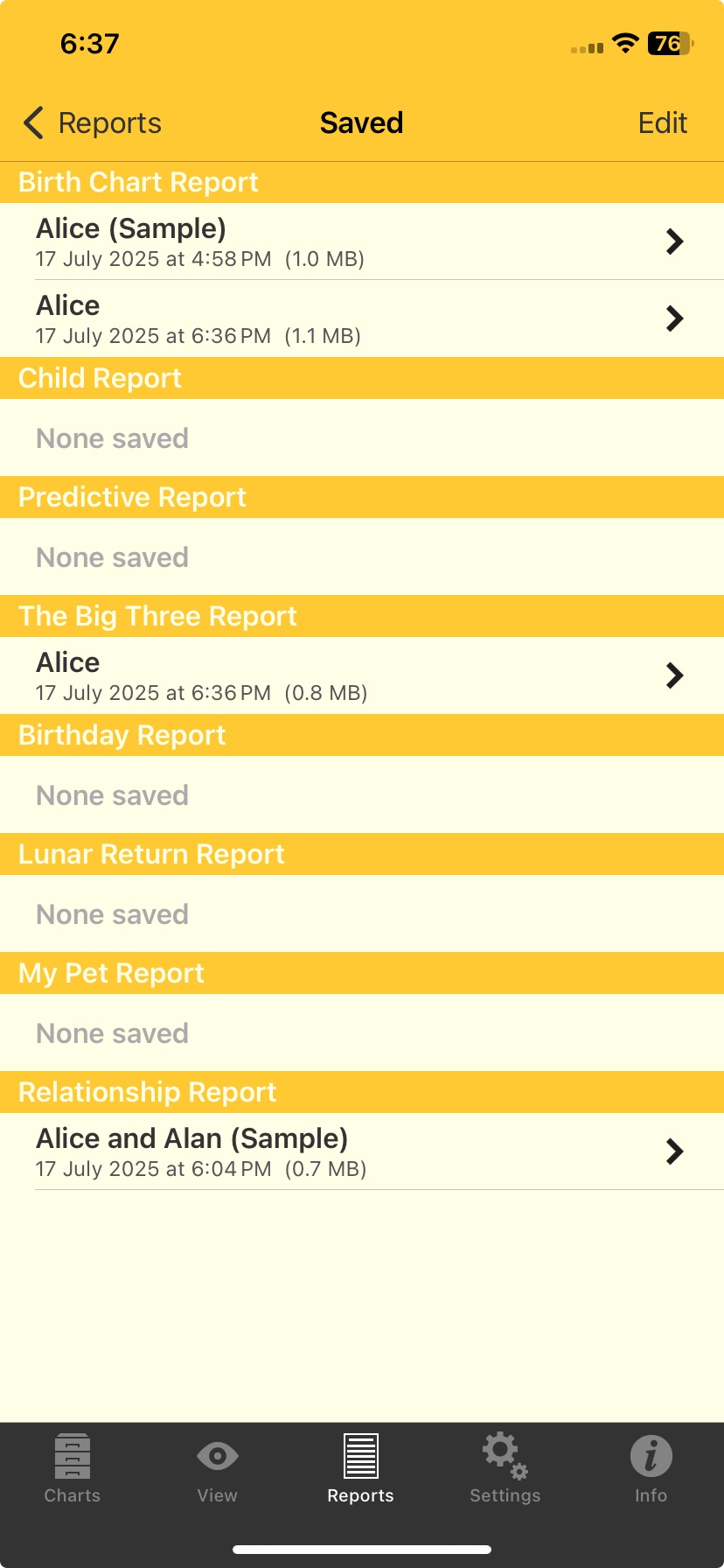 Reports; My Saved Reports