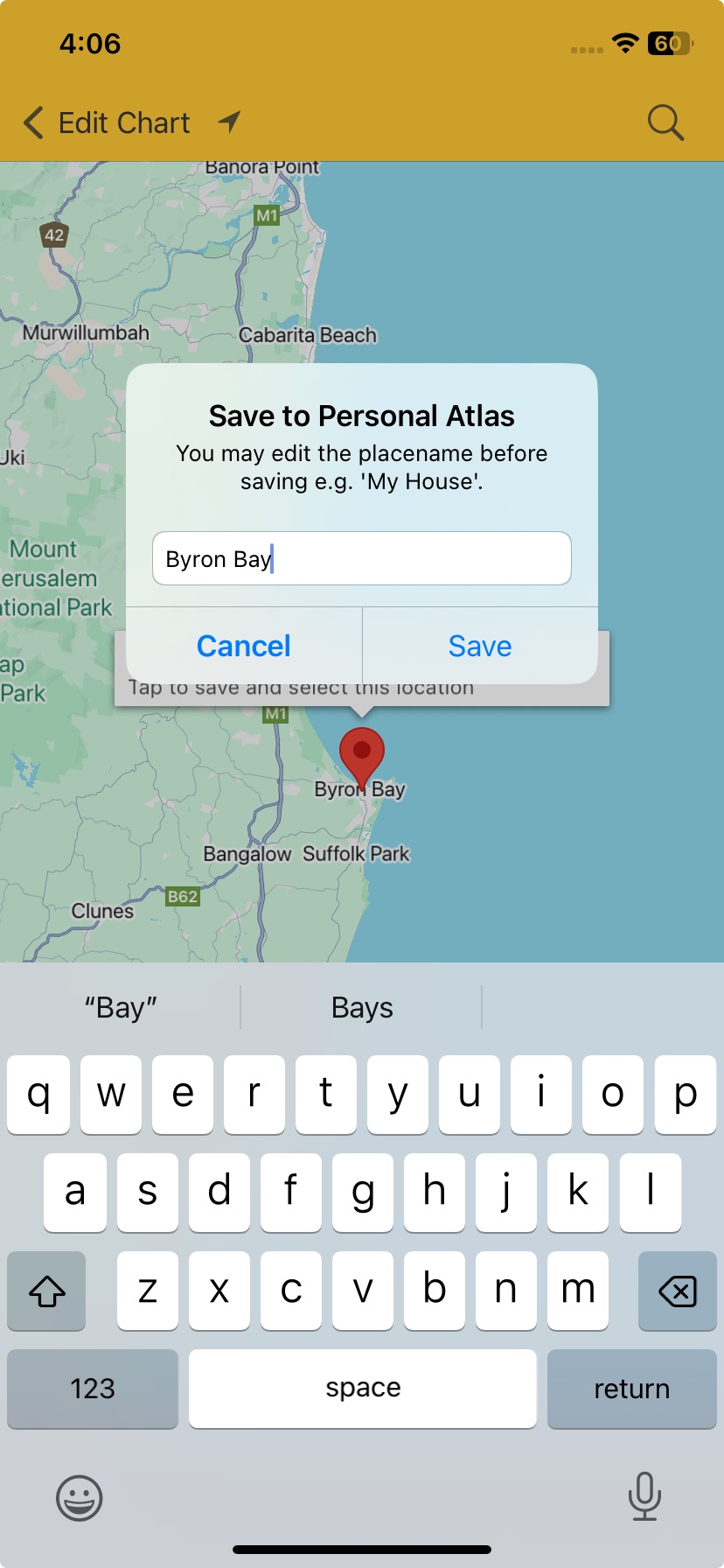 Saving a place to the Personal Atlas