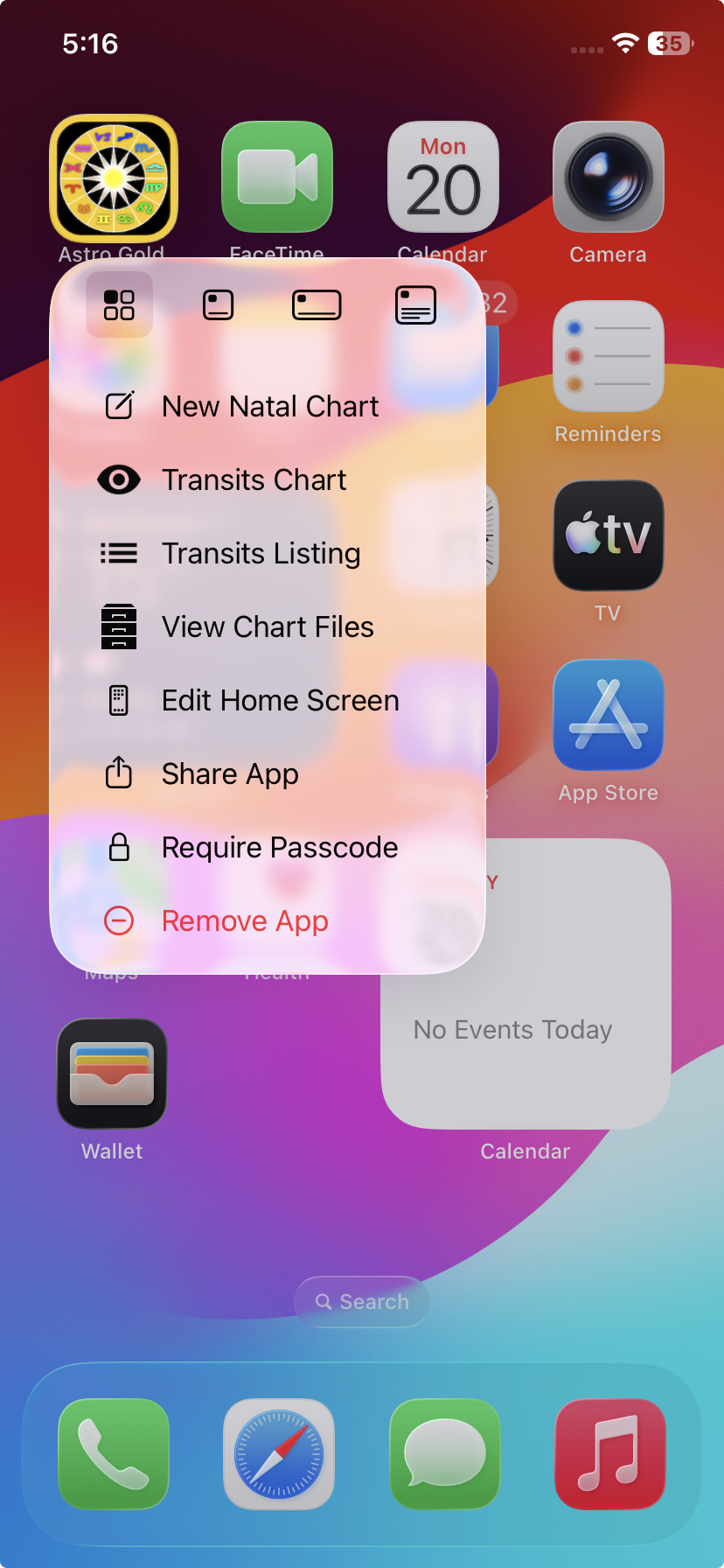 Edit a widget when it's operating as AG, menu