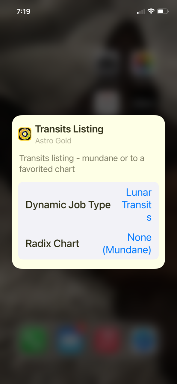 Widget - edit widget (transits) - dynamic job type or radix chart