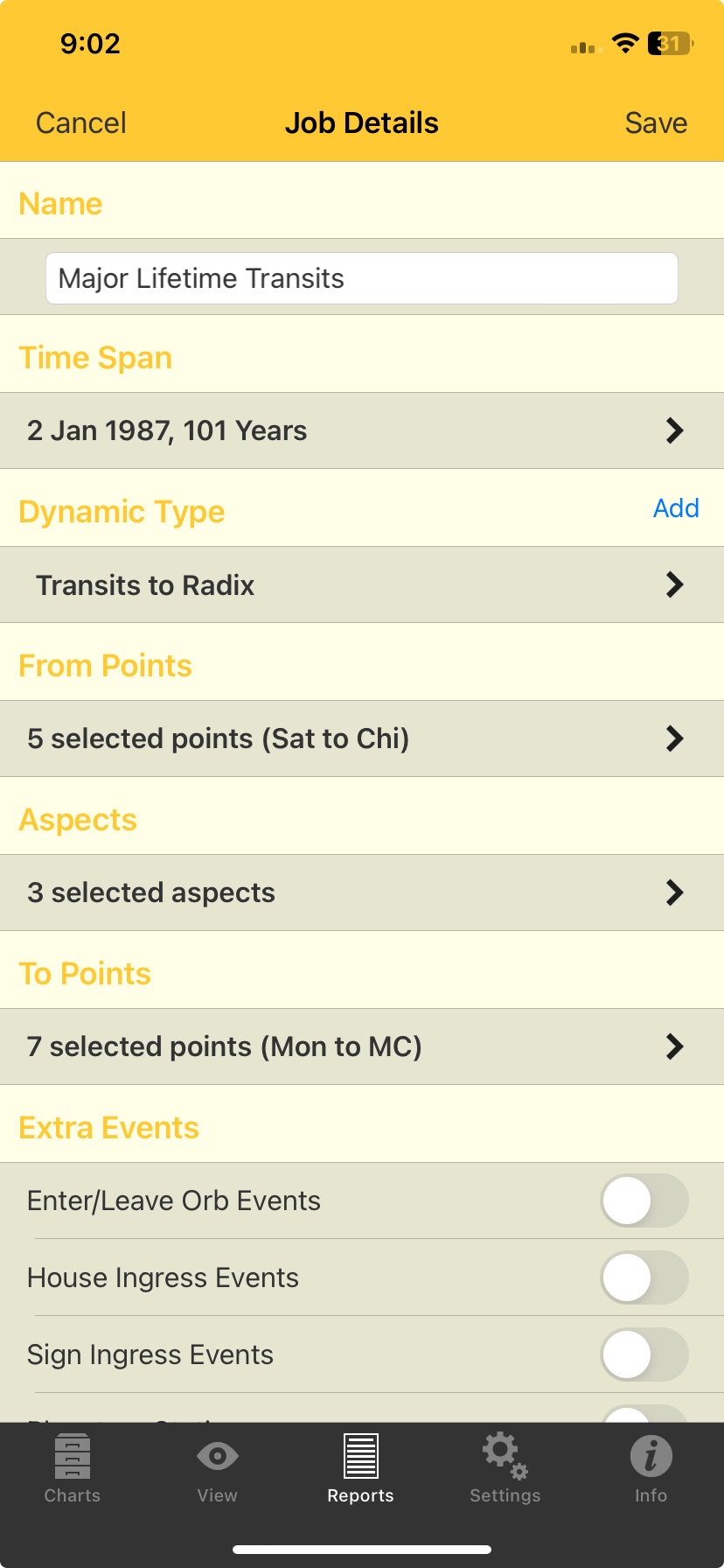 Reports; Dynamic Jobs; Edit; edit Job Details