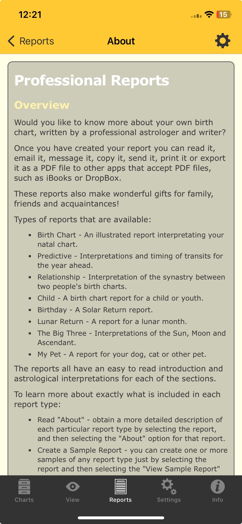 Reports; Professional; About