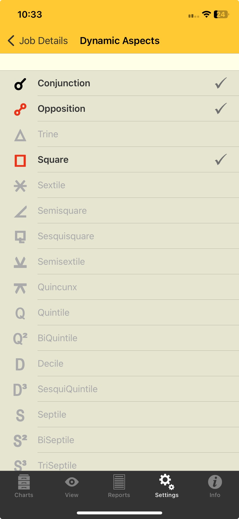 Dynamic Aspects screen