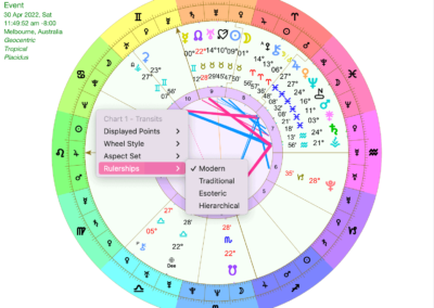Astro Gold macOS - Astrology Chart Options - Rulerships & Extra Chart Options