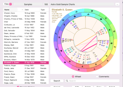 Astro Gold macOS Astrology - Saved Charts