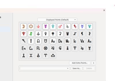 Astro Gold Windows - Customisable Astrology Chart Preferences - Displayed Chart Points
