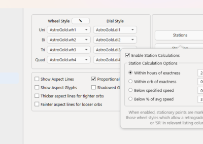 Astro Gold Windows - Customisable Astrology Chart Preferences - Planetary Stations