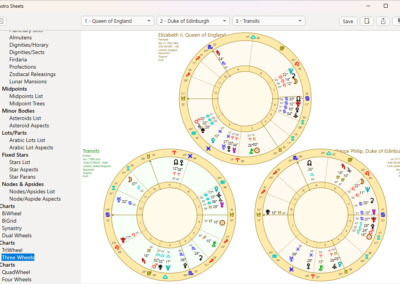Astro Gold Windows - 3 Chart Astrology Wheels Sheet